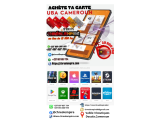 Achetez et RECHARGEZ VOTRE CARTE VISA UBA PREPAYEE CAMEROUN